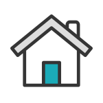 Casa con icono de puerta verde